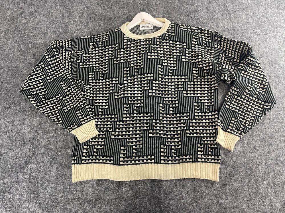 Gabrielle Sweater Women Extra Large Vintage Pullover 90s Gray Beige N71
